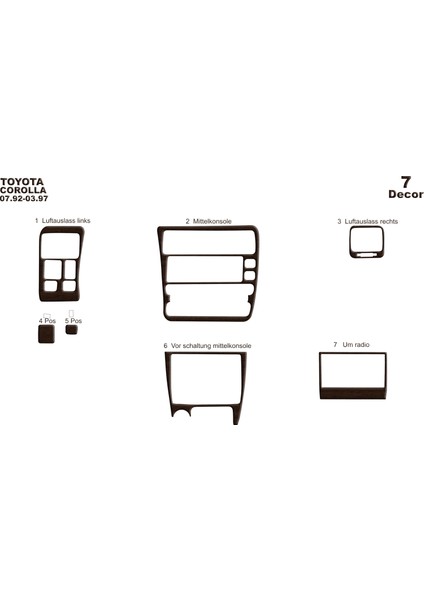 Toyota Corolla Alüminyum Kaplama 1992-1997 7 Parça