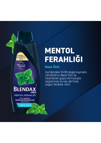 Erkekler İçin Mentol Ferahlığı Nane Özlü Şampuan 500 Ml