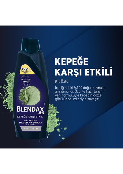 Doğal Kil Özlü Erkekler İçin Kepeğe Karşı Etkili 500 Ml