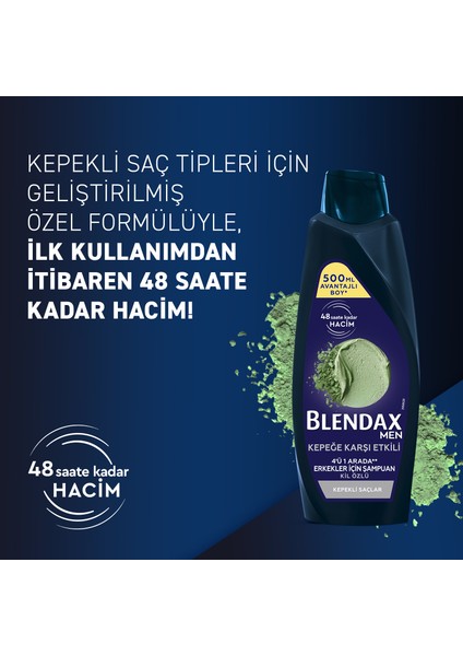 Doğal Kil Özlü Erkekler İçin Kepeğe Karşı Etkili 500 Ml