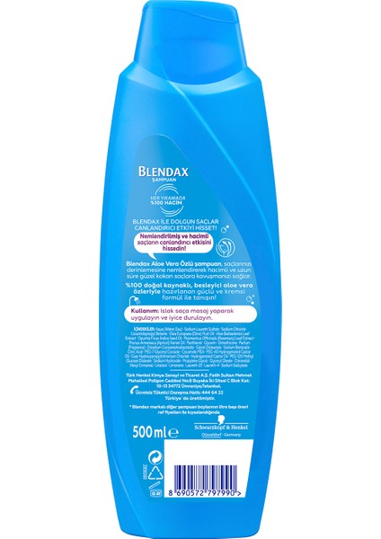 Yoğun Nemlendirme Aloe Vera Özlü Şampuan 500 Ml