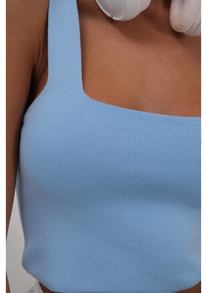 Tek Omuz Crop Mavi Bluz fırsatları