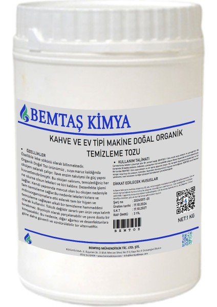 Kahve ve Ev Tipi Makinelerin Temizleme Tozu - Organik Doğal Yapı