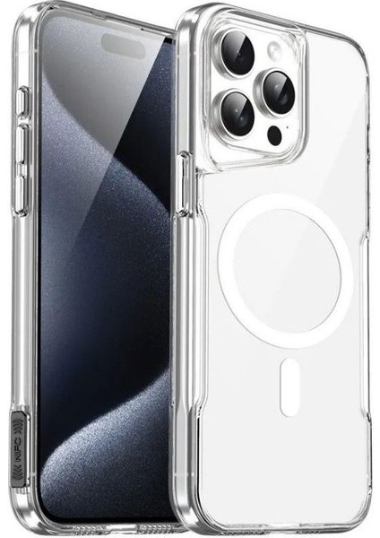 Apple iPhone 14 Pro Max Kılıf Magsafe Renkli Şeffaf Sert Mika T-Max Alp Beyaz