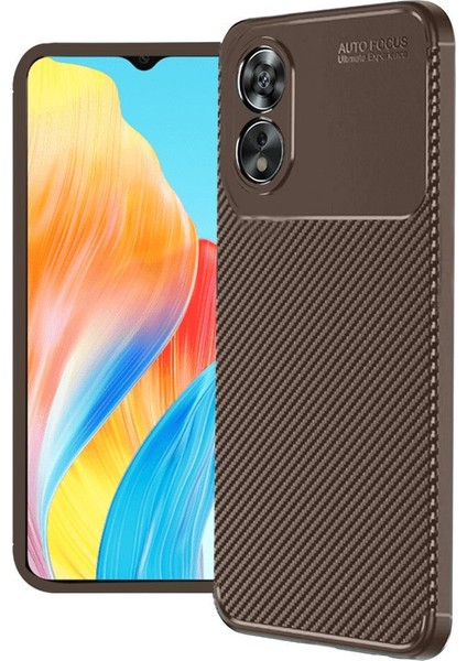 Oppo A60 Kılıf Negro Karbon Kamera Korumalı Silikon Kahverengi