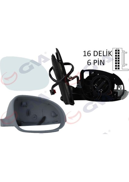 Dış Dikiz Aynası Sağ Golf 03 Elektrikli Isıtmalı Sinyalli Astarlı Konveks 6 Fiş VM-197EHPR