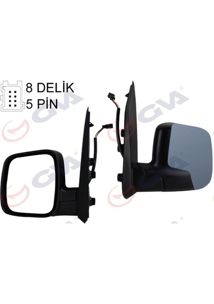 Dış Dikiz Aynası Sol Fıorıno-Bıpper-Nemo 07 Elektrikli Isıtmalı Astarlı Konveks 5 Fiş VM-6115EHPL