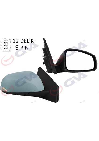 Dış Dikiz Aynası Sağ Megane-Fluence 08 Elektrikli Isıtmalı Sinyalli Katlanır Astarlı Konveks 9 Fiş VM-6138EBR