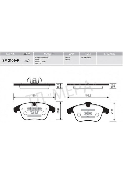 Ön Fren Balata Land Rover Evoque 12-18 Freelander 2 06-14 / Mondeo Iv 07- / S-Max 06- Volvo S60. S 80 10-