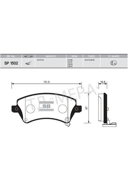 Ön Fren Balata Toyota Corolla 1.4l 1.6l 4zz-Fe 3zz-Fe ZZE120 ZZE121 Vvti 02-06 / 1.4l 1ndtv NDE120 04-06