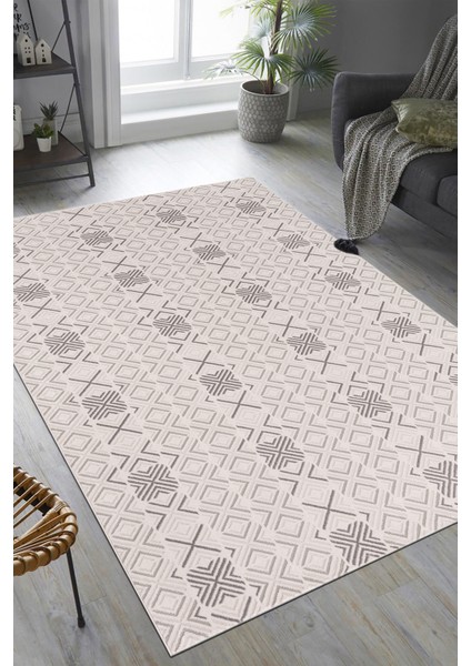 Troya Yumuşak Konforlu Halı Beyaz Gri J0090