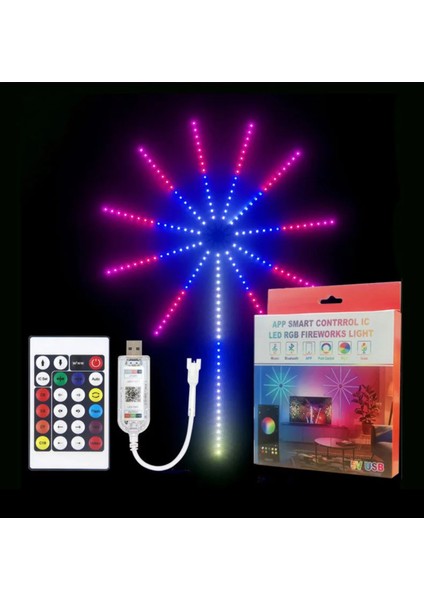 Gökkuşağı Işıkları Kumandalı Şerit LED Rgb Ritimli Akıllı Işıklar Müzik Parti Renkli Işıklar Hazır