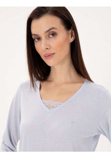 Kadın Mavi Pijama Takımı 50311319-VR036