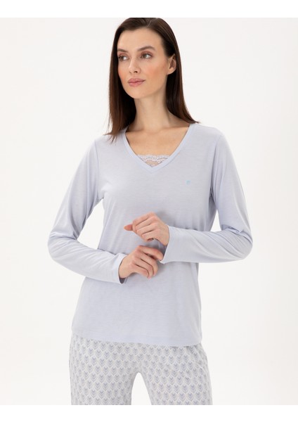 Kadın Mavi Pijama Takımı 50311319-VR036