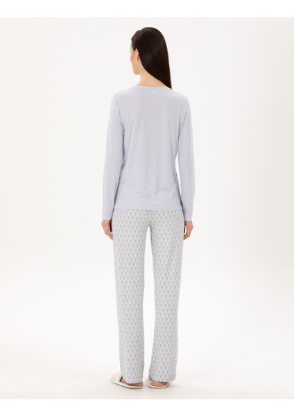 Kadın Mavi Pijama Takımı 50311319-VR036