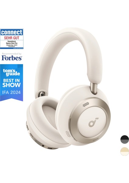 Soundcore Space One Pro Katlanabilir Kulak Üstü Bluetooth Kulaklık - 4 Aşamalı Gürültü Engelleme - Krem - A3062