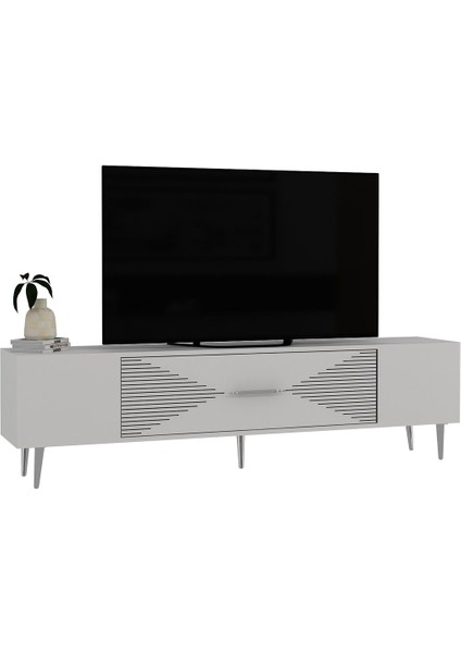 DEKOL1DH Tv Sehpası Beyaz Gümüş fırsatları