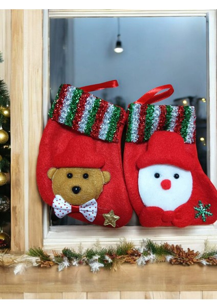 Sevimli Noel Temalı Mini Çorap(Ağaç Süsü) 2'li