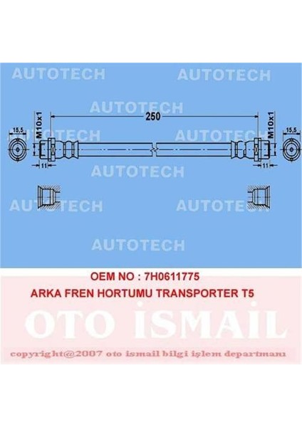 Arka Fren Hortumu Transporter T5