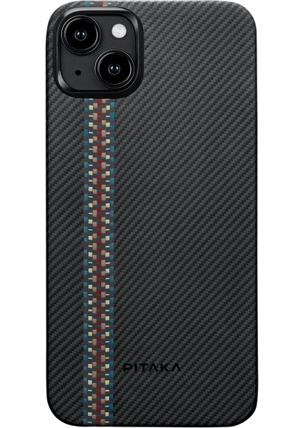 Apple iPhone 15 Kılıf Magsafe Uyumlu 600D Aramid Fiber Tactile Woven Orchestra Seri Rhapsody Siyah