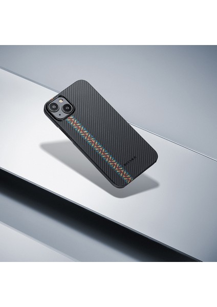 Apple iPhone 15 Kılıf Magsafe Uyumlu 600D Aramid Fiber Tactile Woven Orchestra Seri Rhapsody Siyah