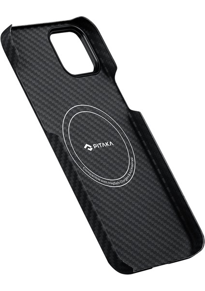 Apple iPhone 14 Kılıf Magsafe Uyumlu 1500D Aramid Ultra-Slim Classic Black-Grey Twill Siyah-Gri modelleri