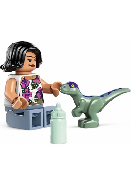 Jurassic World - 963 Sammy ve Yeşil Baby Velociraptor Dinozor Biberon Orijinal Minifigürler