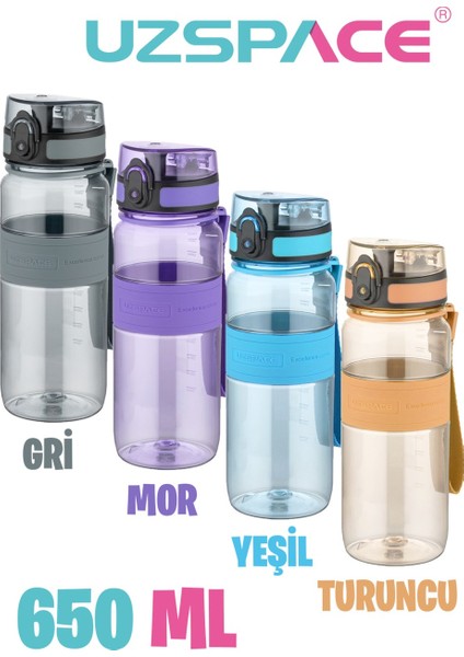 650 ml Kaydırmaz Gövde Taşıma Askılı Tritan Su Matarası Mavi