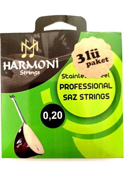 3HRM20 Uzun Sap Saz Teli 3'lü Paket 0.20 Bağlama