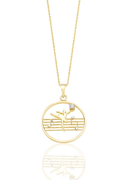 Balerin 14 Ayar Altın Kolye Minimalist Hediye K033