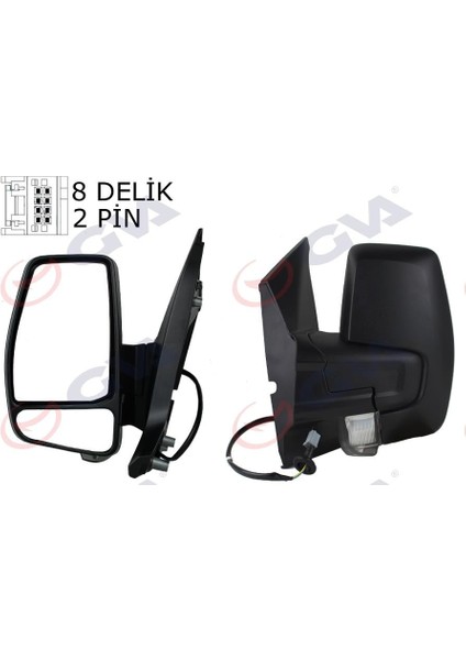 Dış Dikiz Aynası Sag Transit Custom V362 12 Mekanik Desenli Sinyalli Konveks