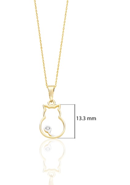 Kedi Altın Kolye 14 Ayar Minimalist Kolye K038