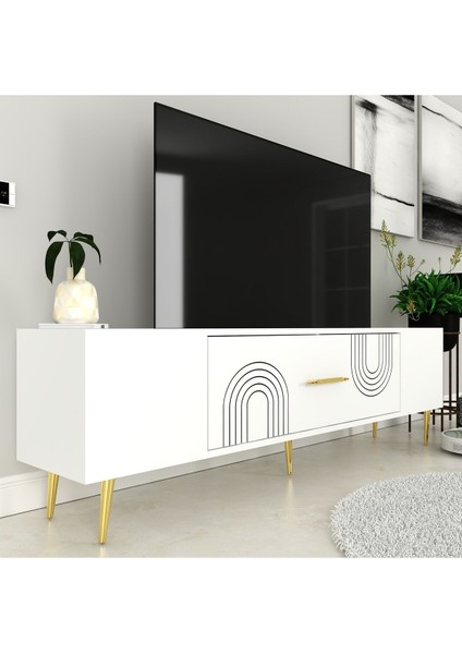 DEKOL2DH Tv Sehpası Beyaz Altın fiyatları