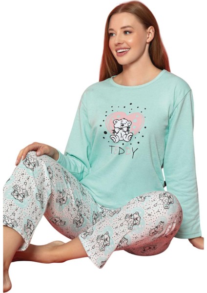 Kadın 2 Iplik Genç Uzun Kol Kışlık Pijama Takım 373