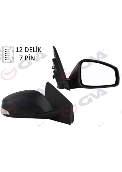 Dış Dikiz Aynası Sağ Megane-Fluence 08 Elektrikli Isıtmalı Sinyalli Konveks 7 Fiş VM-6138EHR