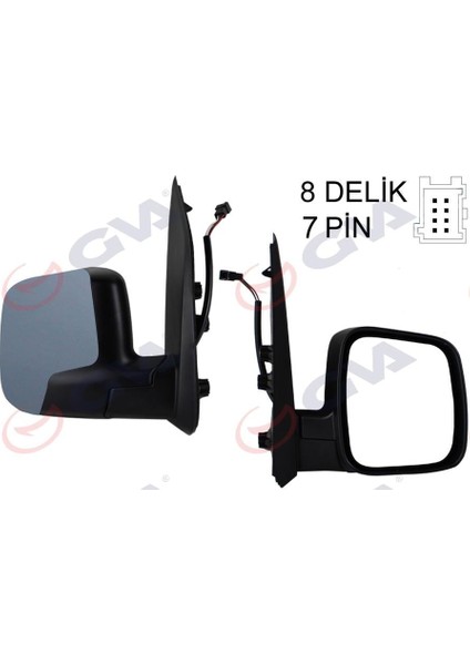 Dış Dikiz Aynası Sağ Fıorıno-Bıpper-Nemo 07 Elektrikli Isıtmalı Sensörlü Astarlı Konveks 7 Fiş VM-6115EHPSR