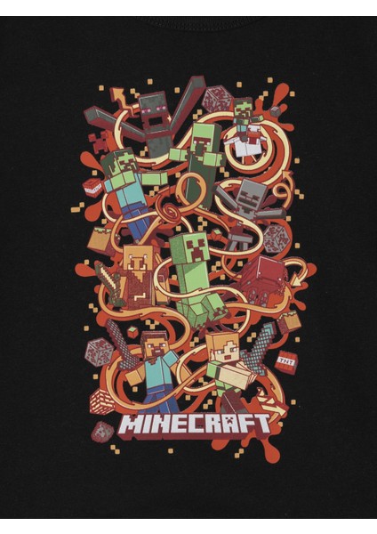 Erkek Çocuk Siyah Minecraft Grafikli Fransız Havlu Kumaş Sweatshirt fiyatları