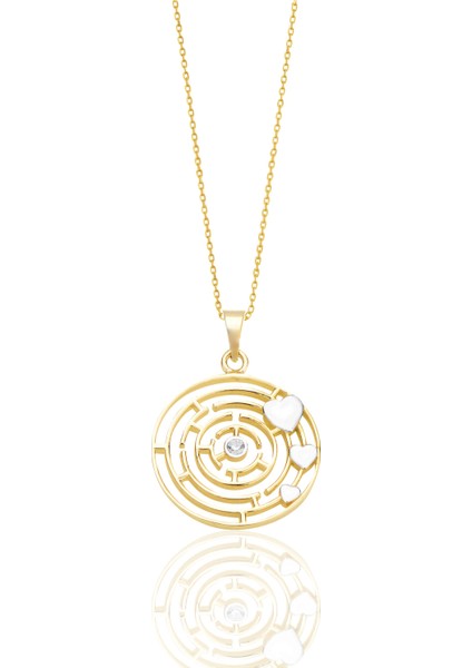 Labirent Altın Kolye 14 Ayar Minimalist Kolye K035