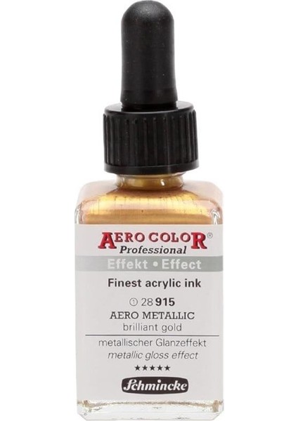 Aero Color Akrilik Mürekkep 28 Ml. 915 Aero Metallic Brilliant Gold