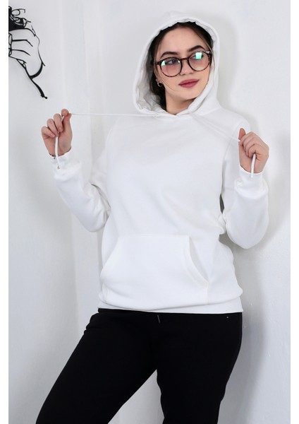 Hodies Winter Kapşonlu Kanguru Cep 3 Iplik Puf Yumuşacık (Içi Polarlı) Sweatshirt