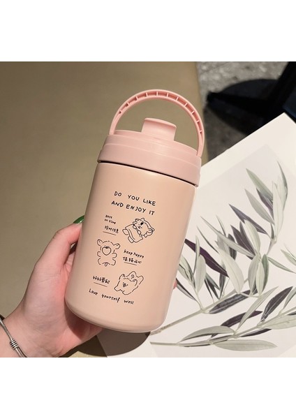 500 ml Macaron Rengi Taşınabilir Kahve Fincanı Çift Katmanlı 304 Paslanmaz Çelik Termos Bardak Araba Düz Pipetli Bardak (Yurt Dışından)