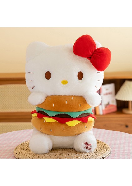 Giyinmiş Burger Kt Kedi Peluş Oyuncak Hello Kitty Bebek Yastık Çocuk Bebek Sevi mli Bez Bebek 45 cm (Yurt Dışından)