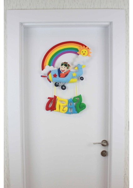 Uraz Isimli Gökkuşağı Uçak Bebek Odası Kapı Süsü fiyatları