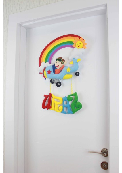 Uraz Isimli Gökkuşağı Uçak Bebek Odası Kapı Süsü modelleri