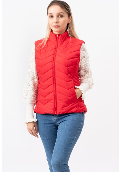 V Desenli Slim Fit Dik Yaka Modern Kadın Yelek modelleri