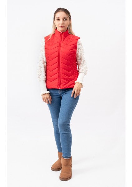 V Desenli Slim Fit Dik Yaka Modern Kadın Yelek fırsatları