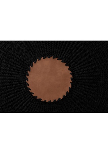 Butapuf Buta Knit Splay Modern Coco Triko Yuvarlak Deri Detaylı El Işçiliği Iç ve Dış Mekana Uygun Örgü Puf