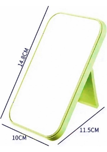 Orman Yeşili Renk Kare Masaüstü Ayna - Taşınabilir Makyaj Aynası Dekoratif Plastik 15cm x 10cm modelleri