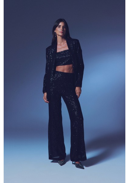 Payetli Salaş Ceket - Siyah fırsatları