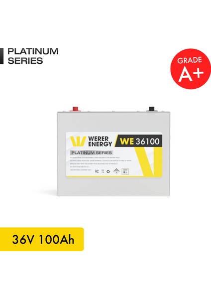 36V 100Ah LiFePO4 Platinum Series Bluetooth'lu Lityum Demir Fosfat Akü